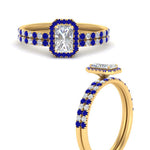 Load image into Gallery viewer, radiant-cut-sapphire-halo-wedding-ring-set-in-yellow-gold-FD-8523RAGSABL-NL-YG