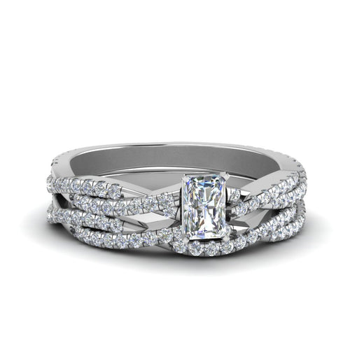 radiant-cut-simple-diamond-twisted-vine-bridal-ring-sets-in-14K-white-gold-FD8233RA-NL-WG