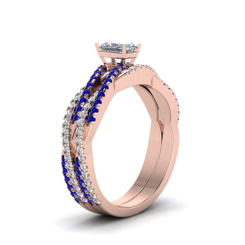 radiant-cut-simple-diamond-twisted-vine-bridal-ring-sets-with-blue-sapphire-in-14K-rose-gold-FD8233RAGSABL-NL-RG