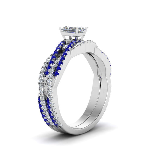 radiant-cut-simple-diamond-twisted-vine-bridal-ring-sets-with-blue-sapphire-in-14K-white-gold-FD8233RAGSABL-NL-WG
