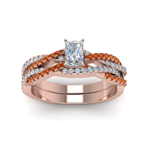 radiant-cut-simple-diamond-twisted-vine-bridal-ring-sets-with-orange-sapphire-in-14K-rose-gold-FD8233RAGSAOR-NL-RG