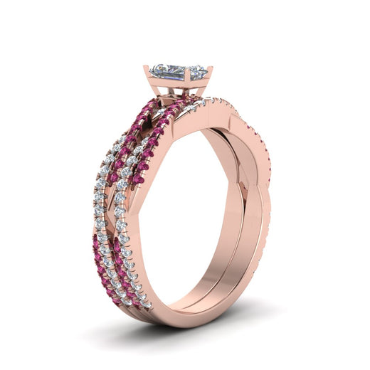 radiant-cut-simple-diamond-twisted-vine-bridal-ring-sets-with-pink-sapphire-in-14K-rose-gold-FD8233RAGSADRPI-NL-RG