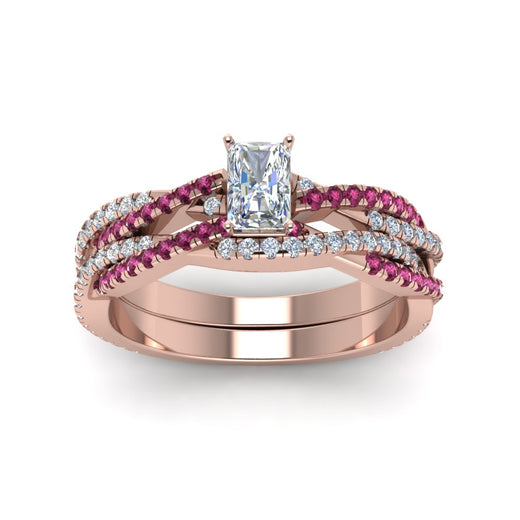 radiant-cut-simple-diamond-twisted-vine-bridal-ring-sets-with-pink-sapphire-in-14K-rose-gold-FD8233RAGSADRPI-NL-RG