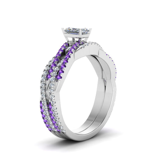 radiant-cut-simple-diamond-twisted-vine-bridal-ring-sets-with-violac-topaz-in-14K-white-gold-FD8233RAGVITO-NL-WG