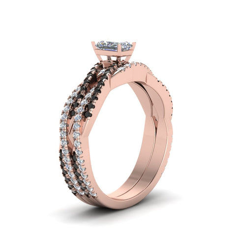radiant-cut-simple-twisted-vine-bridal-ring-sets-with-black-diamond-in-14K-rose-gold-FD8233RAGBLACK-NL-RG