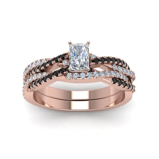 radiant-cut-simple-twisted-vine-bridal-ring-sets-with-black-diamond-in-14K-rose-gold-FD8233RAGBLACK-NL-RG