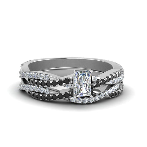 radiant-cut-simple-twisted-vine-bridal-ring-sets-with-black-diamond-in-14K-white-gold-FD8233RAGBLACK-NL-WG