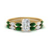 Load image into Gallery viewer, radiant-cut-single-prong-marquise-emerald-engagement-ring-and-band-in-FD9939RAGEMGR-NL-YG