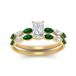 Load image into Gallery viewer, radiant-cut-single-prong-marquise-emerald-engagement-ring-and-band-in-FD9939RAGEMGR-NL-YG
