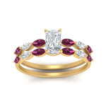 Load image into Gallery viewer, radiant-cut-single-prong-marquise-pink-sapphire-engagement-ring-and-band-in-FD9939RAGSADRPI-NL-YG
