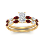 Load image into Gallery viewer, radiant-cut-single-prong-marquise-ruby-engagement-ring-and-band-in-FD9939RAGRUDR-NL-YG
