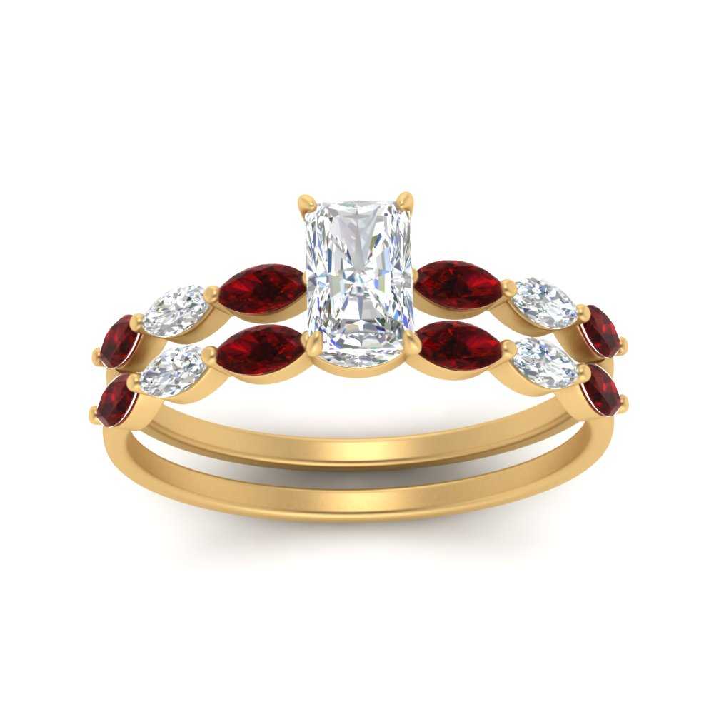 radiant-cut-single-prong-marquise-ruby-engagement-ring-and-band-in-FD9939RAGRUDR-NL-YG