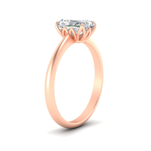 Radiant Solitaire Cathedral Ring With Floral Head