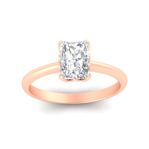 Radiant Solitaire Cathedral Ring With Floral Head