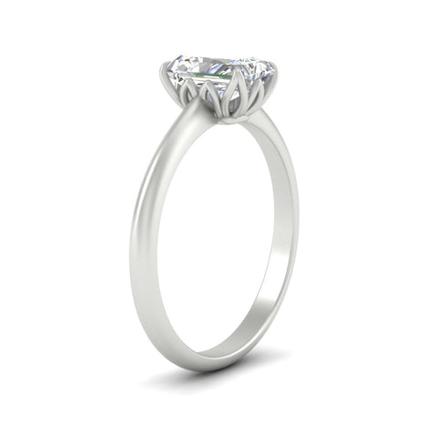 Radiant Solitaire Cathedral Ring With Floral Head