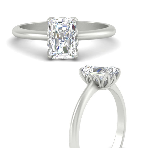 Radiant Solitaire Cathedral Ring With Floral Head