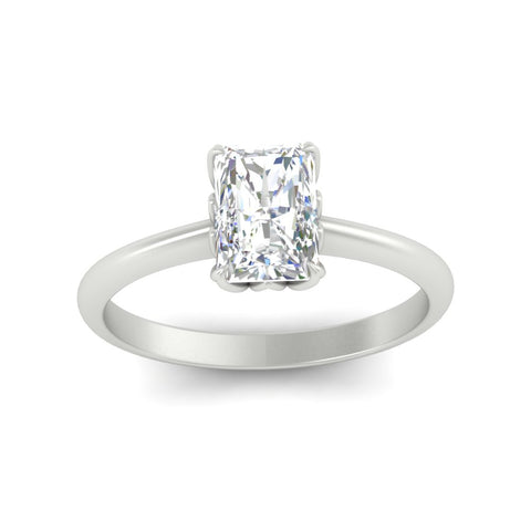 Radiant Solitaire Cathedral Ring With Floral Head