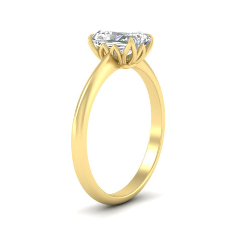 Radiant Solitaire Cathedral Ring With Floral Head