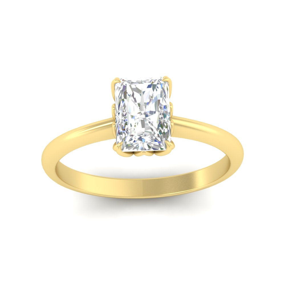 Radiant Solitaire Cathedral Ring With Floral Head