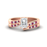 Load image into Gallery viewer, radiant-cut-swirl-channel-diamond-bridal-set-with-pink-sapphire-in-rose-gold-FDENS4028RAGSADRPI-NL-RG.jpg
