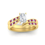 Load image into Gallery viewer, radiant-cut-swirl-channel-diamond-bridal-set-with-pink-sapphire-in-yellow-gold-FDENS4028RAGSADRPI-NL-YG.jpg
