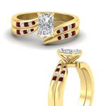Load image into Gallery viewer, radiant-cut-swirl-channel-diamond-bridal-set-with-ruby-in-yellow-gold-FDENS4028RAGRUDRANGLE5-NL-YG.jpg
