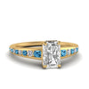Load image into Gallery viewer, radiant-cut-swirl-engraved-channel-accent-diamond-engagement-ring-with-blue-topaz-in-FD122866RARGICBLTO-NL-YG