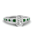 Thumbnail 47 - radiant-cut-swirl-engraved-channel-accent-diamond-engagement-ring-with-emerald-in-FD122866RARGEMGR-NL-WG