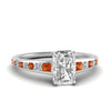 Load image into Gallery viewer, radiant-cut-swirl-engraved-channel-accent-diamond-engagement-ring-with-orange-sapphire-in-FD122866RARGSAOR-NL-WG