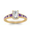 Load image into Gallery viewer, radiant-cut-swirl-engraved-channel-accent-diamond-engagement-ring-with-purple-topaz-in-FD122866RARGVITO-NL-YG