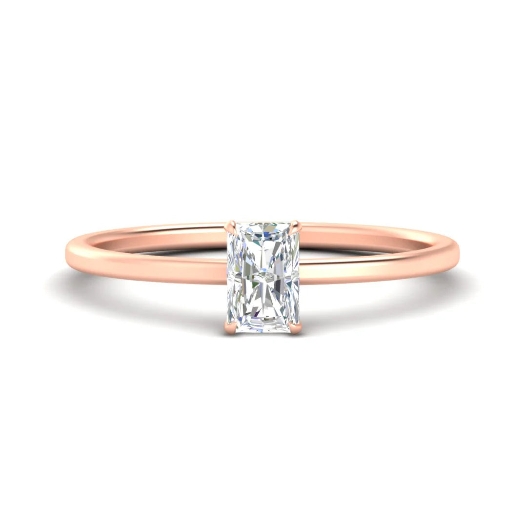Radiant Cut Thin Classic Solitaire Ring