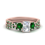 Load image into Gallery viewer, radiant-cut-twisted-floral-prong-emerald-wedding-set-in-rose-gold-FD10257RAGEMGR-NL-RG_68b11c0f-5d0b-4eb7-a16d-91e003f13ac5?v=1756360178
