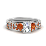 Load image into Gallery viewer, radiant-cut-twisted-floral-prong-orange-sapphire-wedding-set-in-white-gold-FD10257RAGSAOR-NL-WG?v=1756360067
