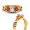 Load image into Gallery viewer, radiant-cut-twisted-floral-prong-orange-sapphire-wedding-set-in-yellow-gold-FD10257RAGSAOR-ANGLE3-NL-YG_e87a0b60-0037-4bc5-ba08-3cb65132f61b?v=1756360178