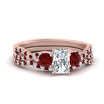Load image into Gallery viewer, radiant-cut-twisted-floral-prong-ruby-wedding-set-in-rose-gold-FD10257RAGRUDR-NL-RG?v=1756360067
