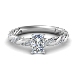 Lab Created Radiant Cut Twisted Vine Engagement Ring