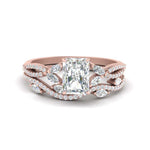 Load image into Gallery viewer, radiant-cut-twisted-vine-luxury-diamond-bridal-ring-set-in-rose-gold-FDENR3211RAANGLE3-NL-RG
