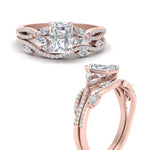 Load image into Gallery viewer, radiant-cut-twisted-vine-luxury-diamond-bridal-ring-set-in-rose-gold-FDENR3211RAANGLE3-NL-RG
