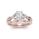 Load image into Gallery viewer, radiant-cut-twisted-vine-luxury-diamond-bridal-ring-set-in-rose-gold-FDENR3211RAANGLE3-NL-RG