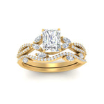 Load image into Gallery viewer, radiant-cut-twisted-vine-luxury-diamond-bridal-ring-set-in-yellow-gold-FDENR3211RAANGLE3-NL-YG