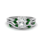Load image into Gallery viewer, radiant-cut-twisted-vine-luxury-emerald-bridal-ring-set-in-white-gold-FDENR3211RAGEMGRANGLE3-NL-WG
