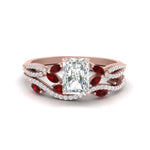 Load image into Gallery viewer, radiant-cut-twisted-vine-luxury-ruby-bridal-ring-set-in-rose-gold-FDENR3211RAGRUDRANGLE3-NL-RG
