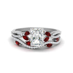 Load image into Gallery viewer, radiant-cut-twisted-vine-luxury-ruby-bridal-ring-set-in-white-gold-FDENR3211RAGRUDRANGLE3-NL-WG