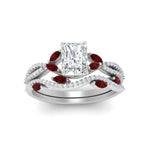 Load image into Gallery viewer, radiant-cut-twisted-vine-luxury-ruby-bridal-ring-set-in-white-gold-FDENR3211RAGRUDRANGLE3-NL-WG