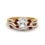 Load image into Gallery viewer, radiant-cut-twisted-vine-luxury-ruby-bridal-ring-set-in-yellow-gold-FDENR3211RAGRUDRANGLE3-NL-YG
