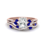 Load image into Gallery viewer, radiant-cut-twisted-vine-luxury-sapphire-bridal-ring-set-in-rose-gold-FDENR3211RAGSABLANGLE3-NL-RG
