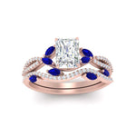 Load image into Gallery viewer, radiant-cut-twisted-vine-luxury-sapphire-bridal-ring-set-in-rose-gold-FDENR3211RAGSABLANGLE3-NL-RG
