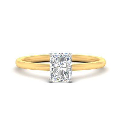 Radiant Cut Two Tone Comfort Fit Solitaire Diamond Ring