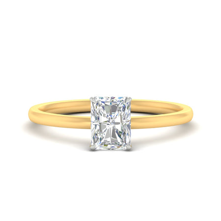 Comfort Fit Radiant Cut Two Tone Solitaire Diamond Ring