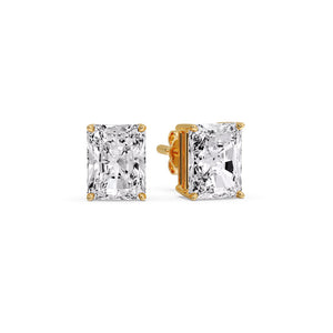 IGI Certified Basket Stud Earrings Set With Radiant Cut Diamonds
